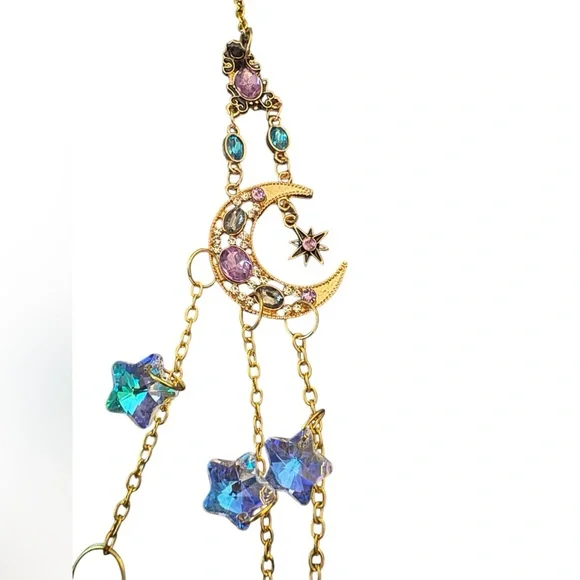 Rhinestone Moon or Star Sun Catcher with Multiple Crystals and Chain - Picture 8 of 11